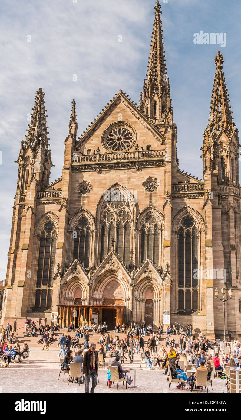 St Stephen's Chiesa a place de la reunion, Mulhouse, Alsazia, Francia Foto Stock