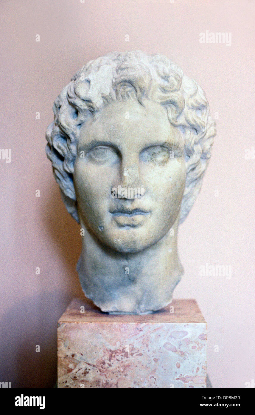 Alessandro il Grande Busto scultura di scultore greco Leochares (C4thBC) Atene Grecia Foto Stock
