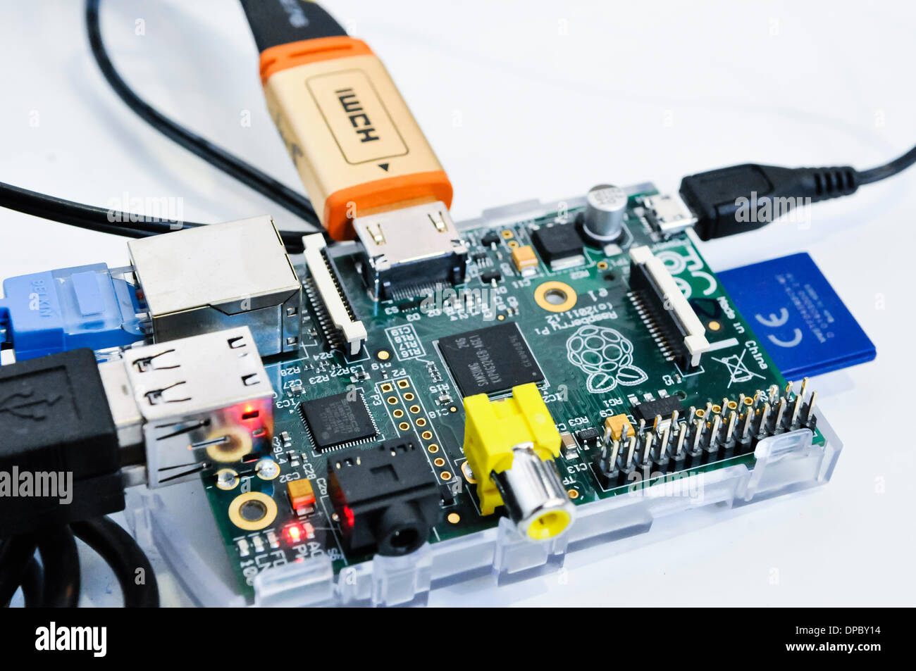 Dublino, Irlanda. 11 gen 2014 - Un Lampone Pi computer Linux Foto Stock