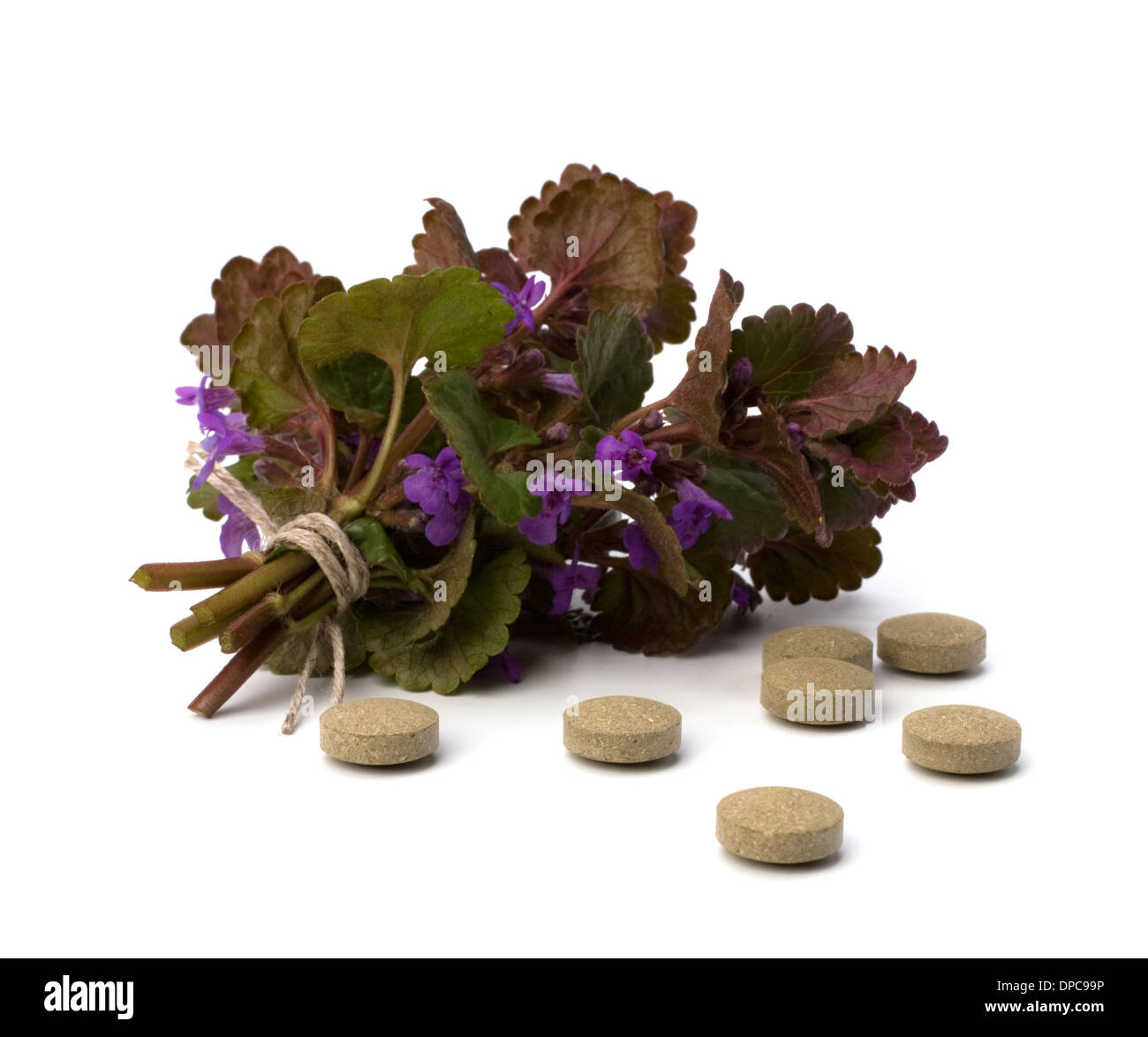 La medicina di erbe isolati su sfondo bianco Foto Stock