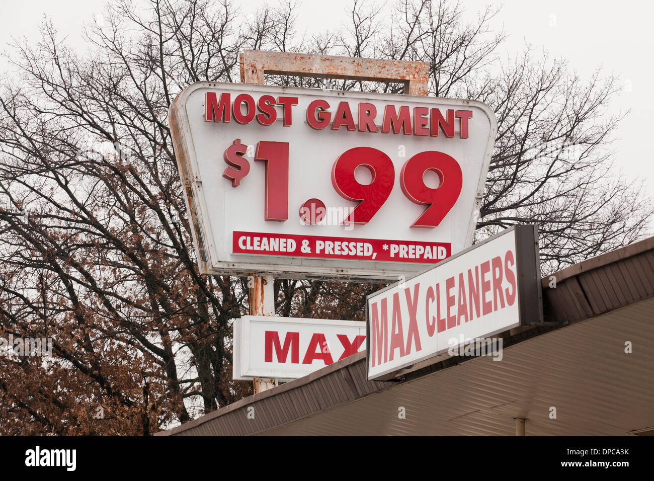 $1.99 per ogni indumento lavanderie a secco segno - Virginia, Stati Uniti d'America Foto Stock