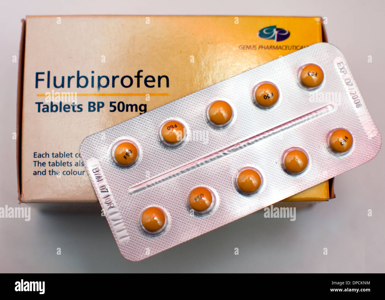 Flurbiprofen è un farmaco antinfiammatorio usato per il dolore di artrite e  altre condizioni, Londra Foto stock - Alamy