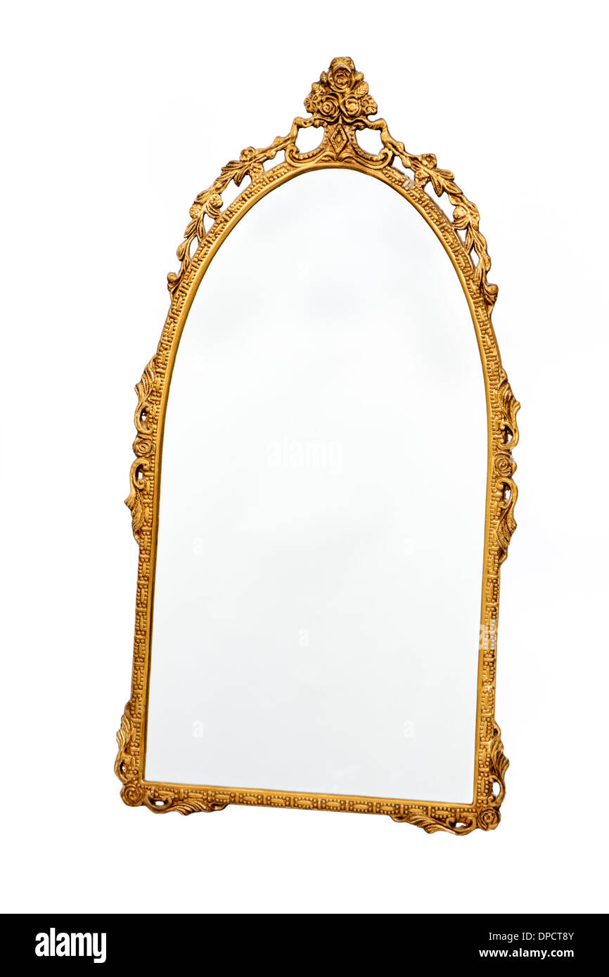 Ornati dorati specchio a parete Foto Stock