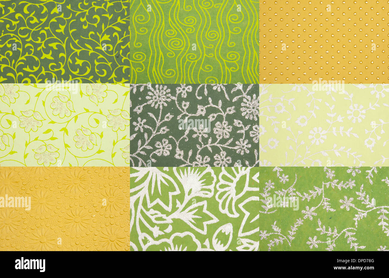 La carta a mano le texture assortimento Foto Stock