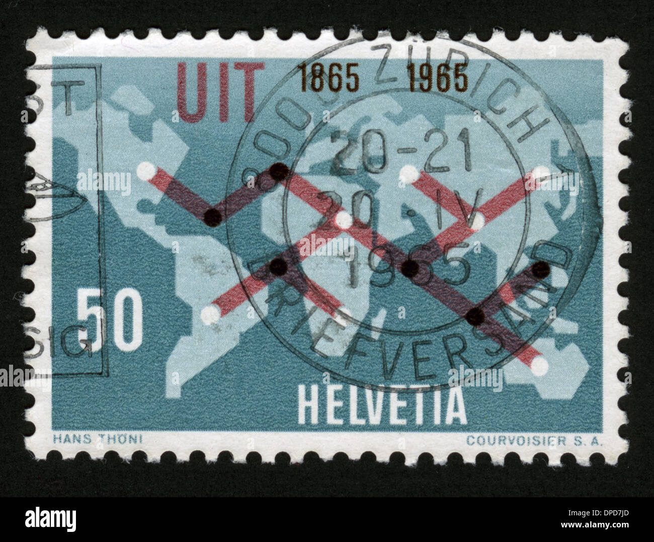 La Svizzera, Helvetia, francobollo, post mark, timbro timbro postale Foto Stock