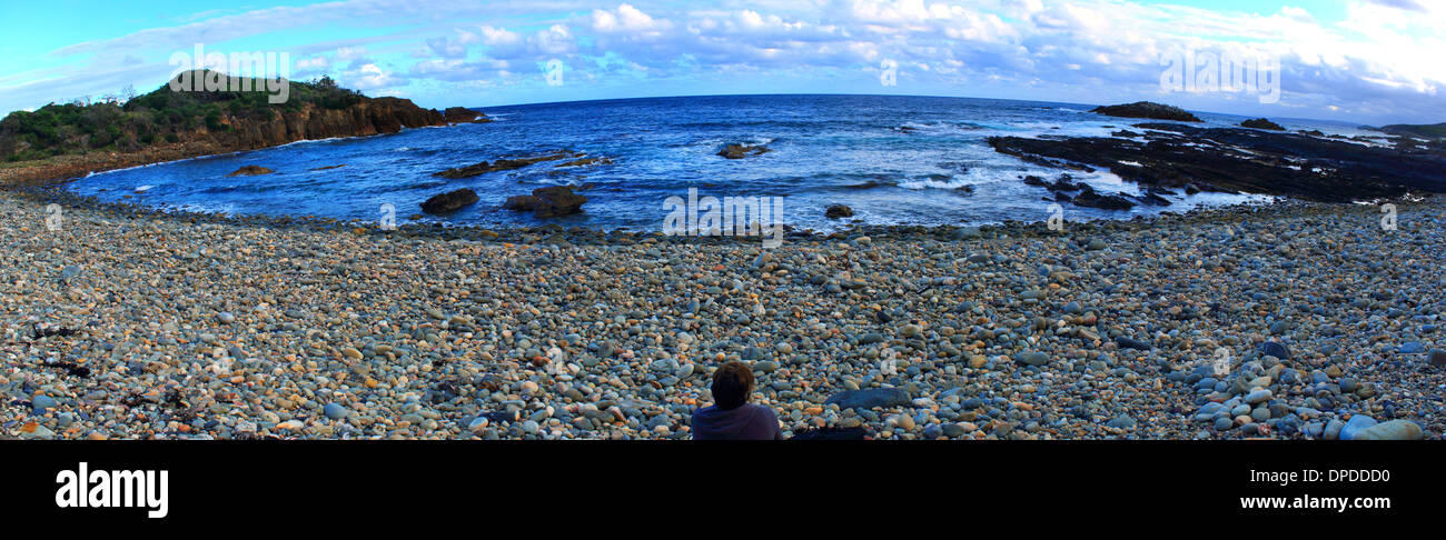 Aragunnu beach, Mimosa rocce NP angolo ampio panorama con un obiettivo fisheye tipo di distorsione. Foto Stock