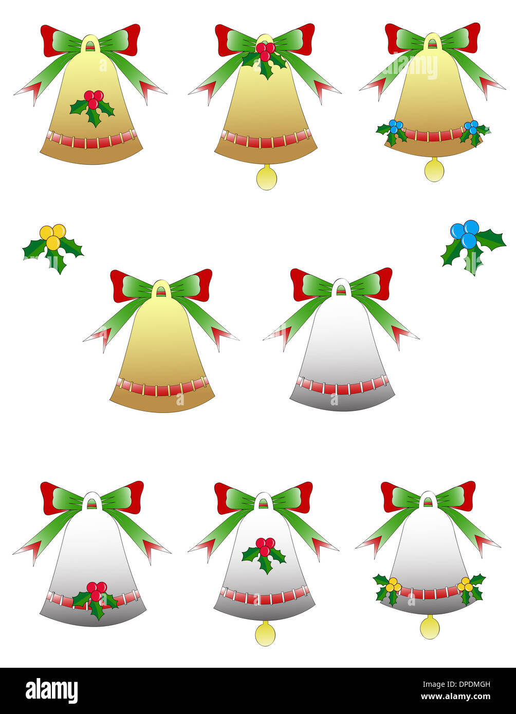 Pack Campane natalizie isolato Foto Stock
