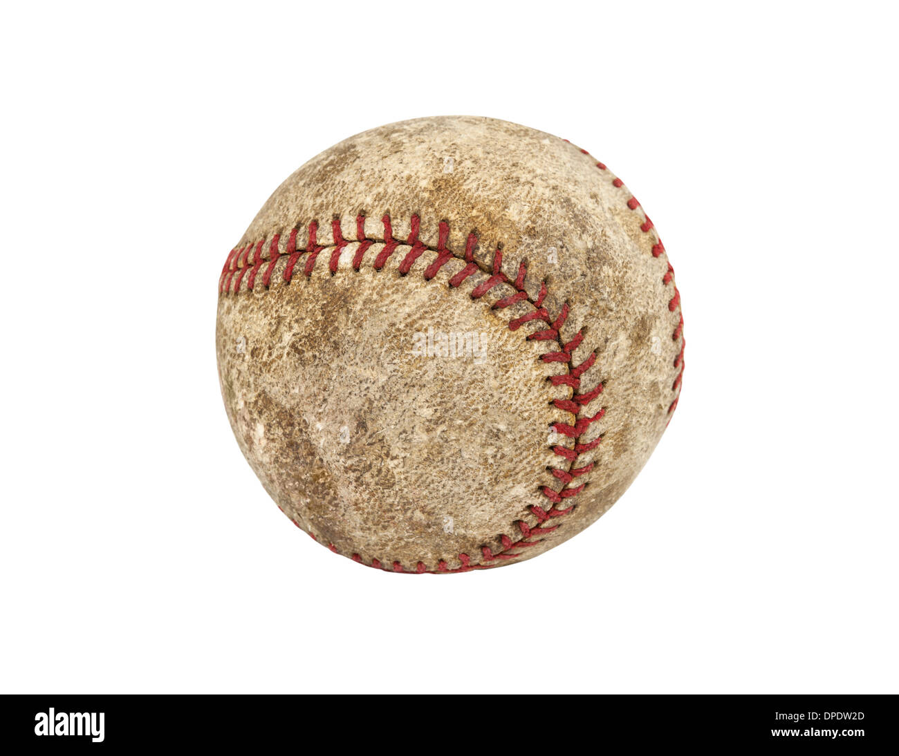Vecchio usurato grungy baseball isolato con percorso di clipping. Foto Stock