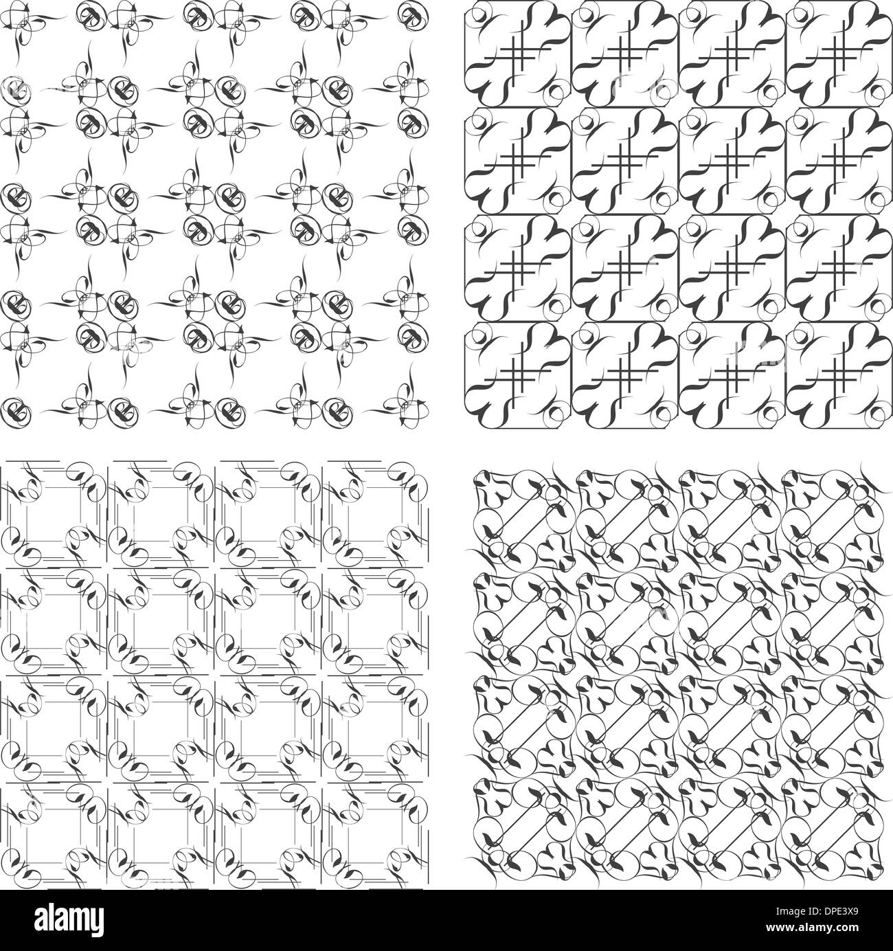 Set di una monocromatica geometrica modelli senza giunture Foto Stock