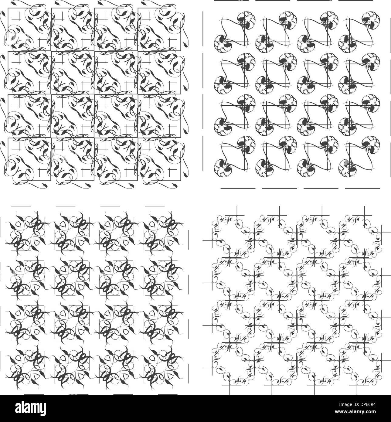 Set di una monocromatica geometrica modelli senza giunture Foto Stock