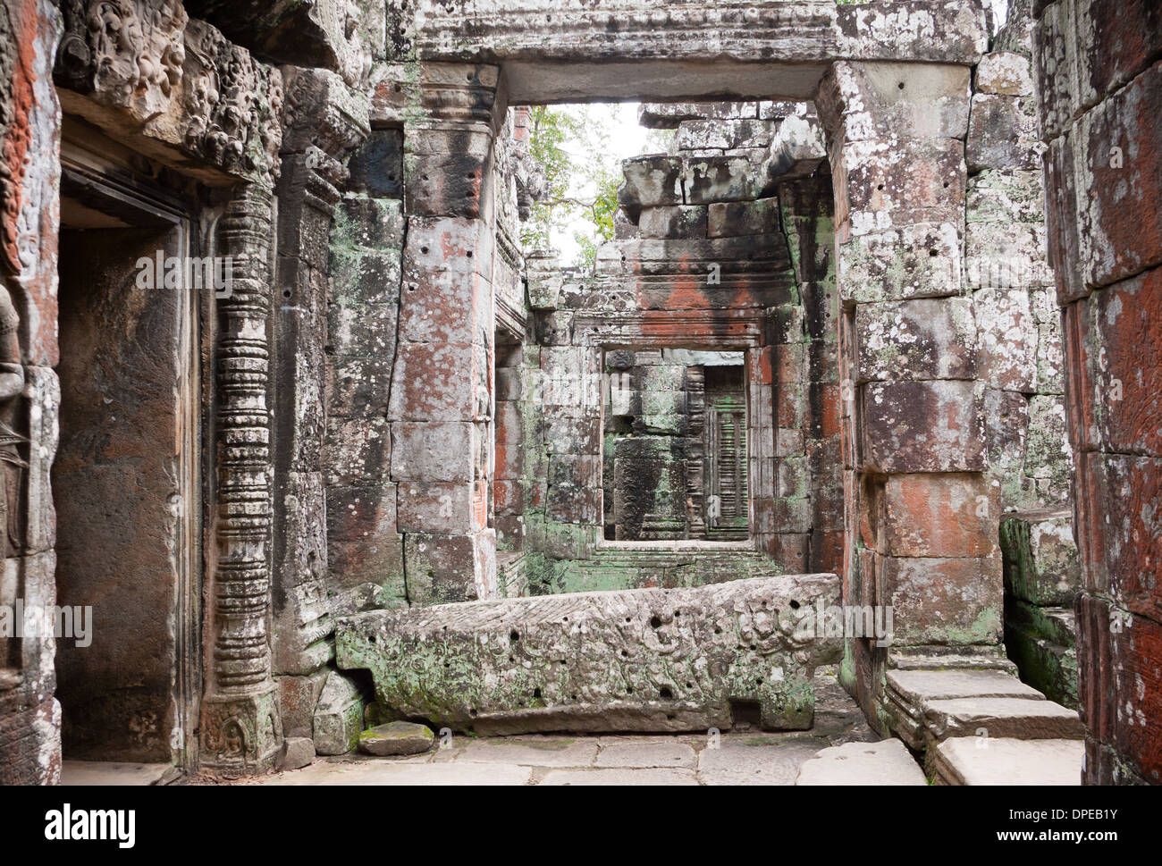 Interno del tempio di Preah Khan ad Angkor in Cambogia. Foto Stock