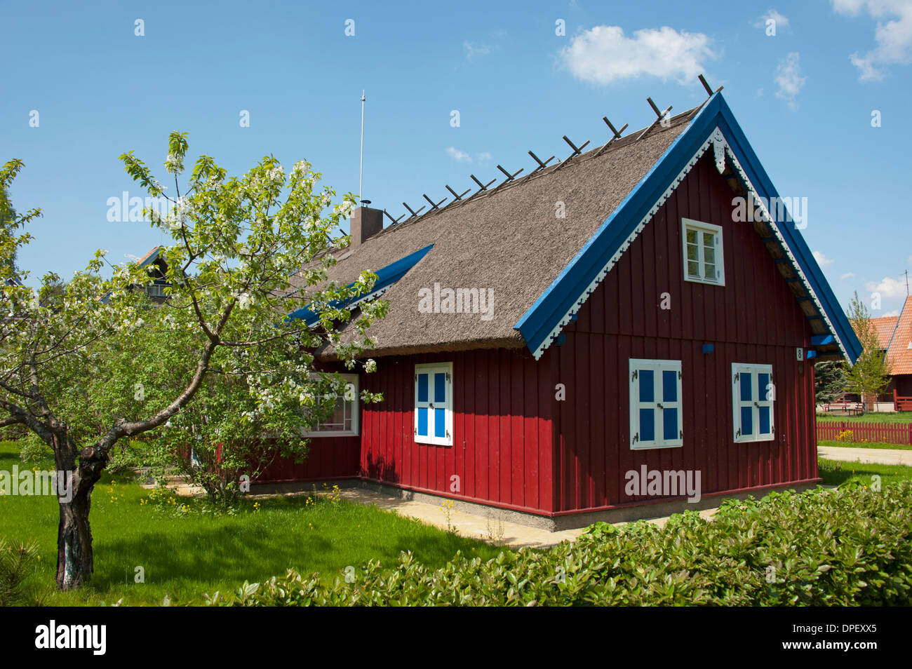 Tradizionale casa di legno, Pervalka, Curonian Spit, Lituania, Paesi Baltici Foto Stock