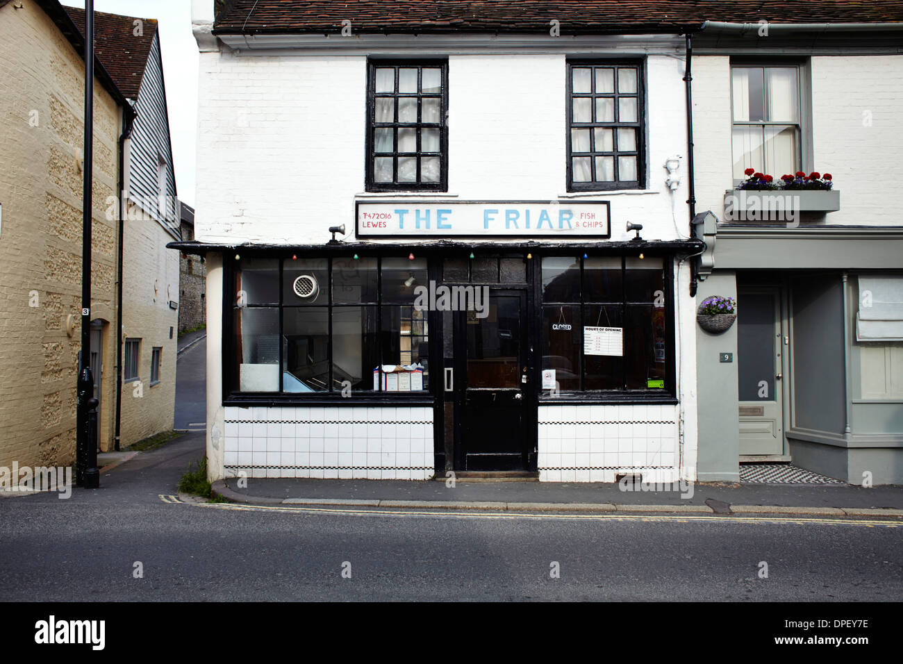 Il frate pesce e chip shop di Lewes, East Sussex Foto Stock