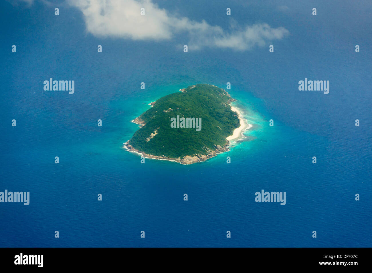 Vista aerea, l'isola di Aride, Seicelle Foto Stock