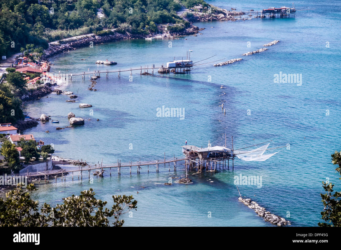 Costa dei Trabocchi, la costa a cavalluccio punto, Fossacesia, Abruzzo, Italia. Foto Stock