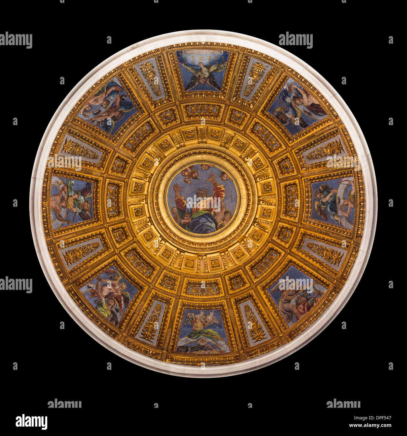 Cupola della Cappella Chigi dall'interno di Santa Maria del Popolo, Roma, Italia Foto Stock