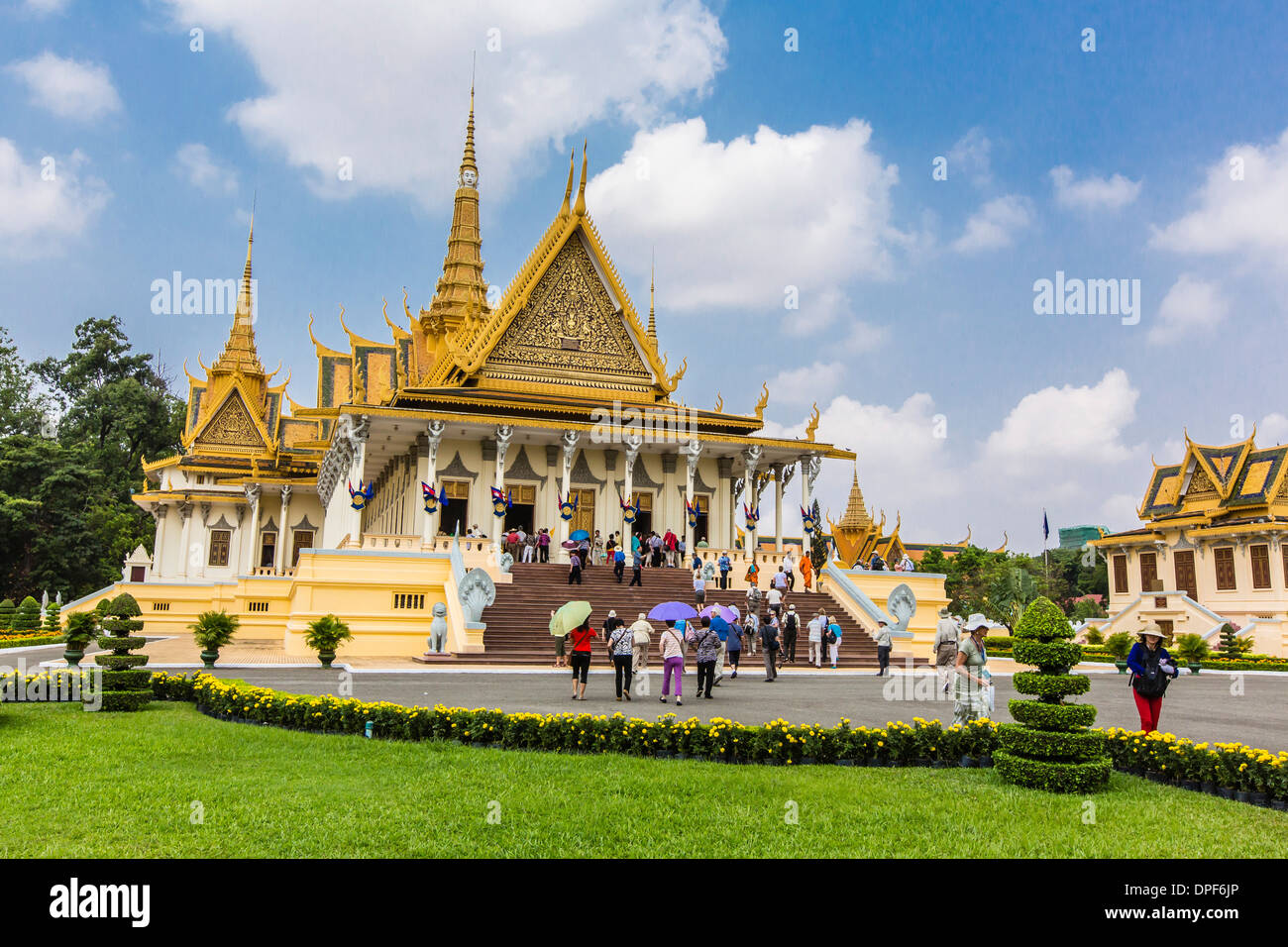 Trono Hall, Royal Palace, nella capitale Phnom Penh, Cambogia, Indocina, Asia sud-orientale, Asia Foto Stock
