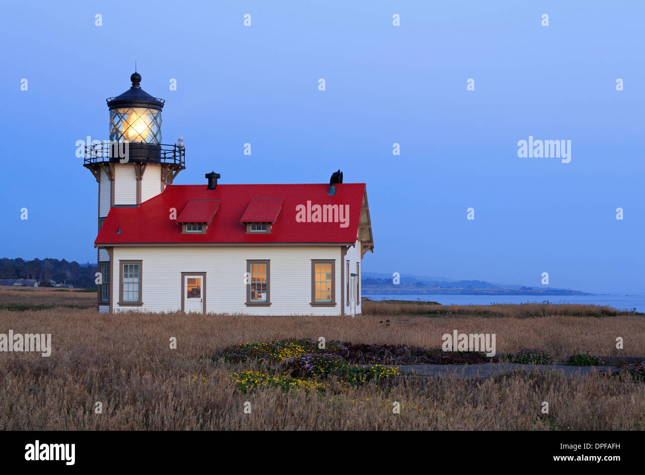 Punto Cabrillo faro, Mendocino County, California, Stati Uniti d'America, America del Nord Foto Stock