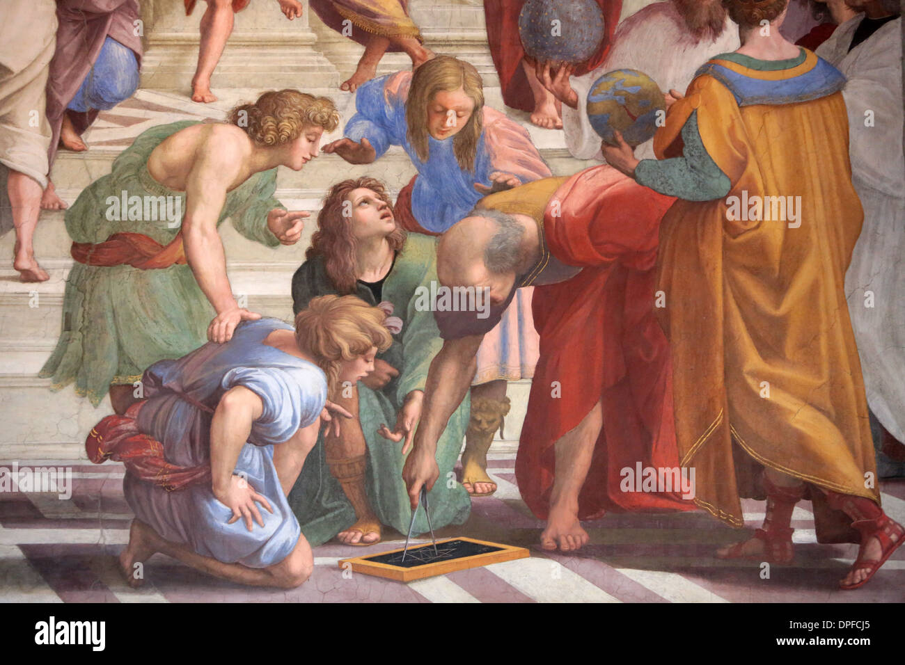 La Scuola di Atene dal pittore italiano Raffaello, la Segnatura (stanze), il Museo del Vaticano, Vaticano, Roma, lazio, Italy Foto Stock