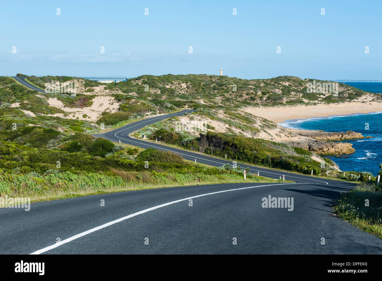Curva strada in Beachport, South Australia, Australia Pacific Foto Stock