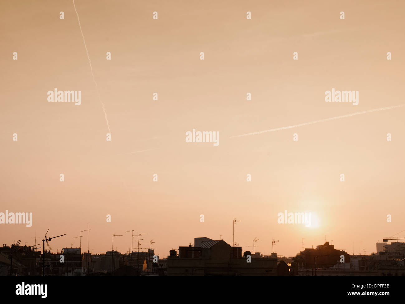 Stagliano vista dei tetti al tramonto, Barcellona, Spagna Foto Stock