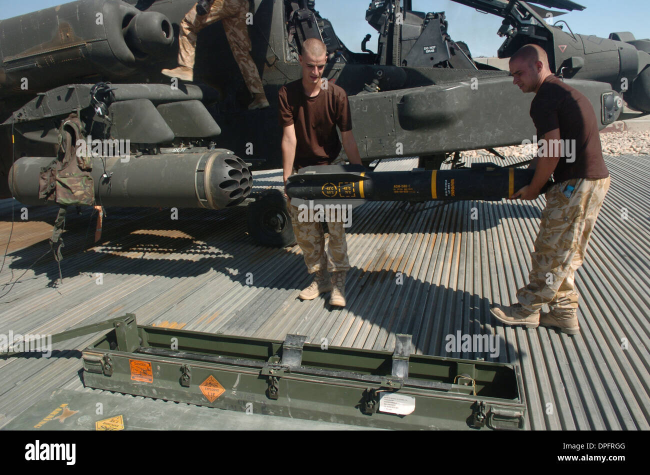 Hellfire,missile,rocket,l'Afghanistan, il camp Bastian,munizioni munizioni munizioni munizioni di polvere da sparo proiettili razzi bomba gusci ammu Foto Stock