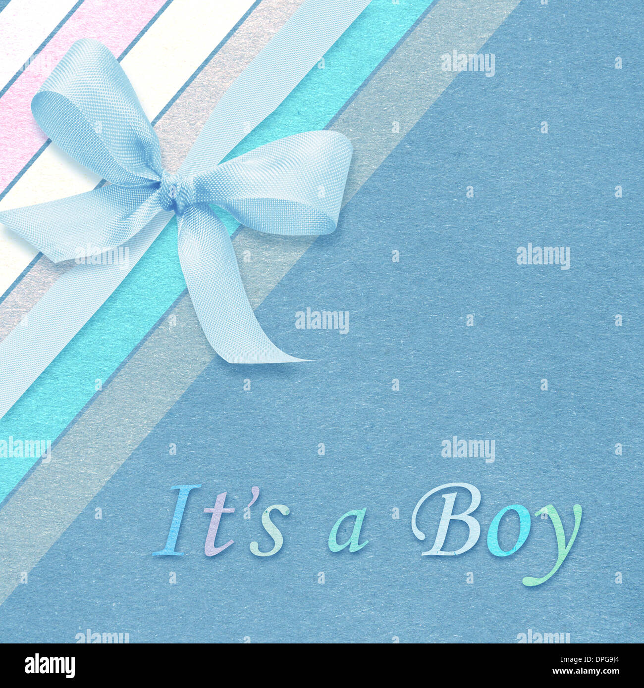 Baby boy arrivo card con copia spazio per aggiungere testo. Foto Stock