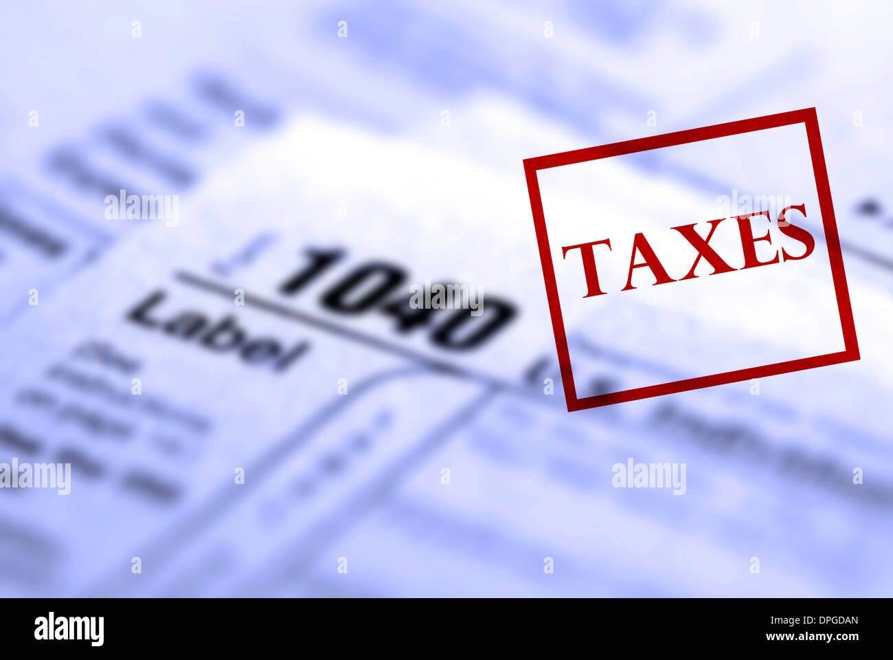 Dettaglio closeup delle attuali forme di tassa per il deposito di IRS Foto Stock