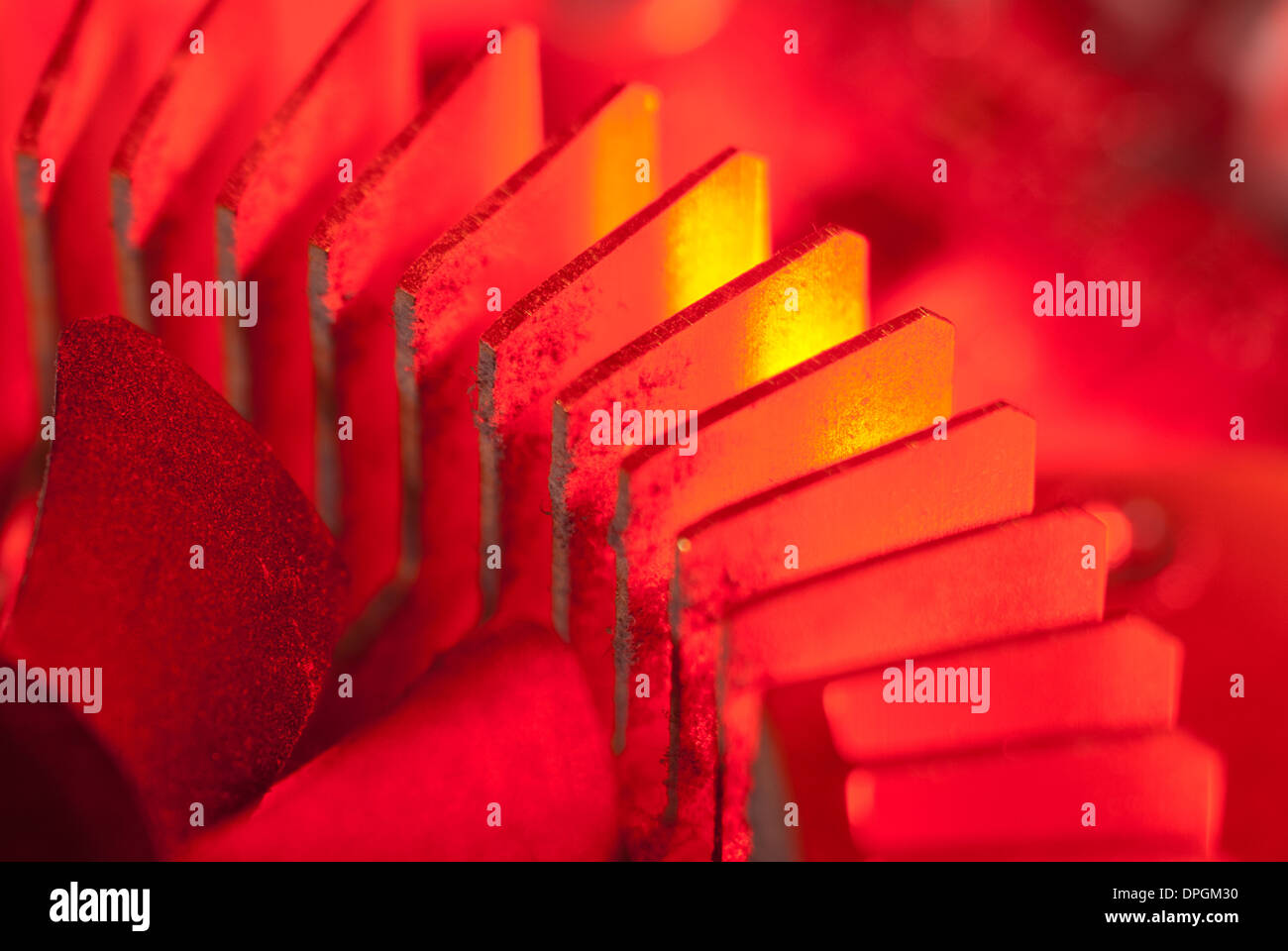Macro shot di rosso il dissipatore di calore Foto Stock