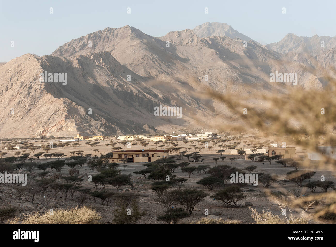 Le montagne in arido paesaggio, Dubai, Emirati Arabi Uniti Foto Stock