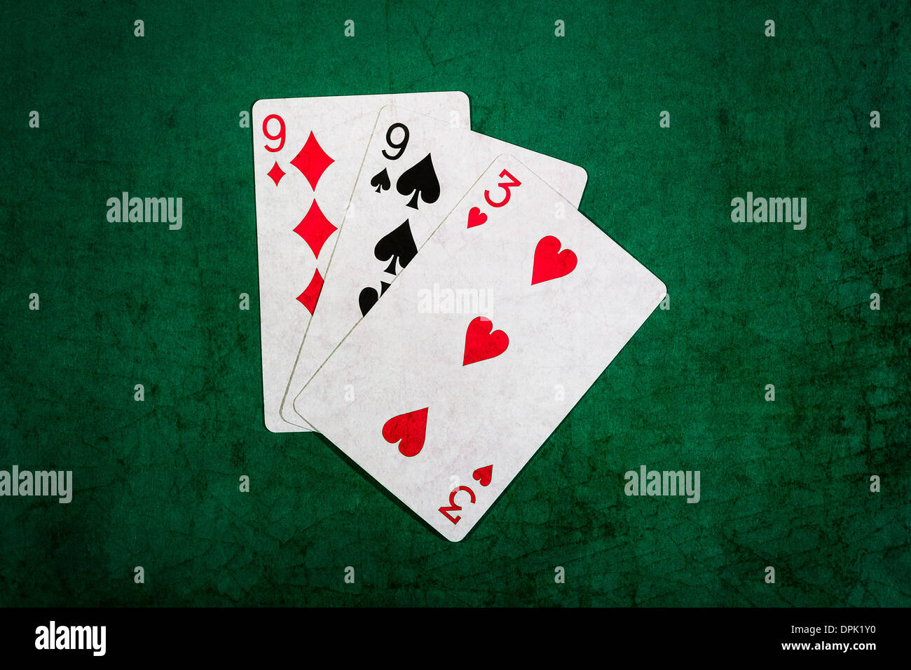Twenty One 10. Vista ingrandita delle carte da gioco formando il blackjack combinazione di ventuno punti Foto Stock