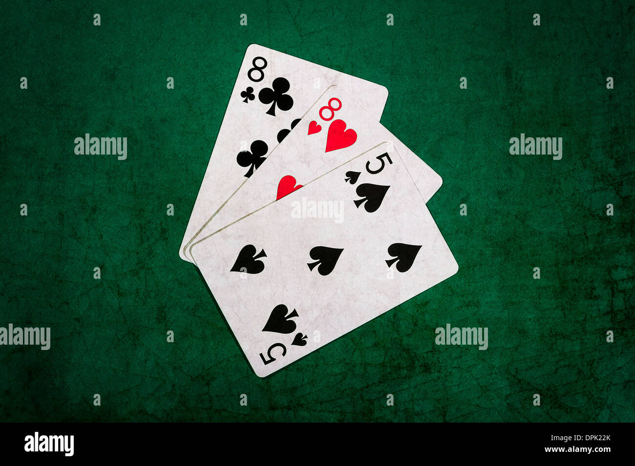 Twenty One 11. Vista ingrandita delle carte da gioco formando il blackjack combinazione di ventuno punti Foto Stock