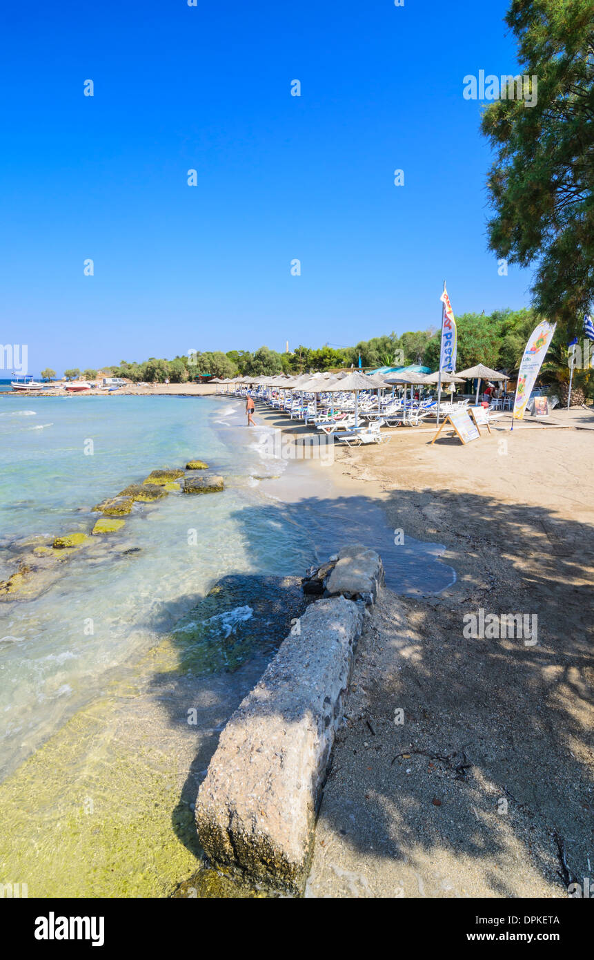 Avra beach, Aegina Town, Aegina Island, Grecia Foto Stock