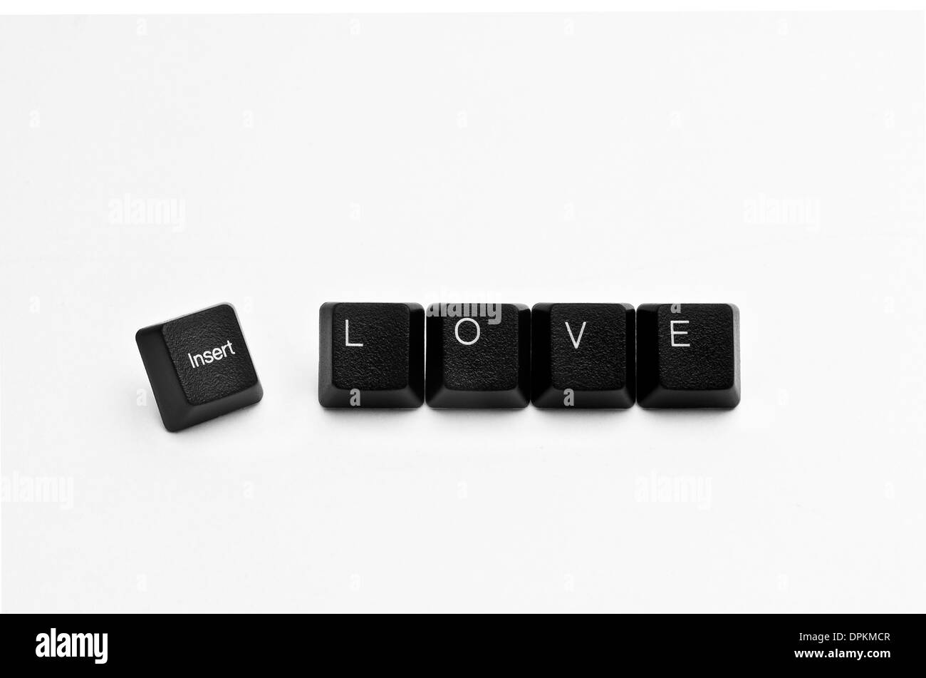 Parole creato con il computer i pulsanti della tastiera su sfondo bianco Foto Stock