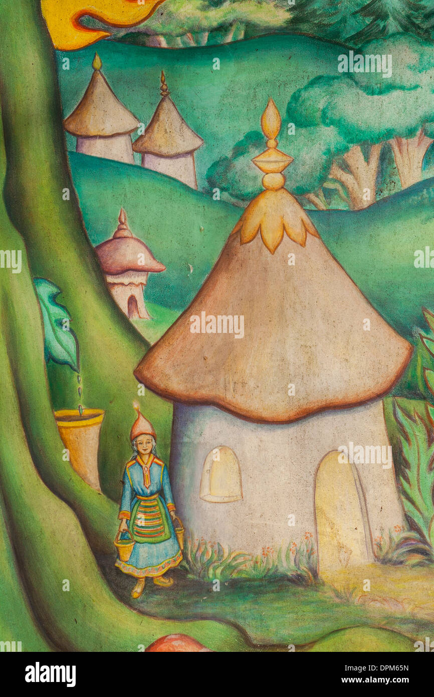 Murale a Freetown Christiania comune hippy, Copenhagen, Danimarca Foto Stock