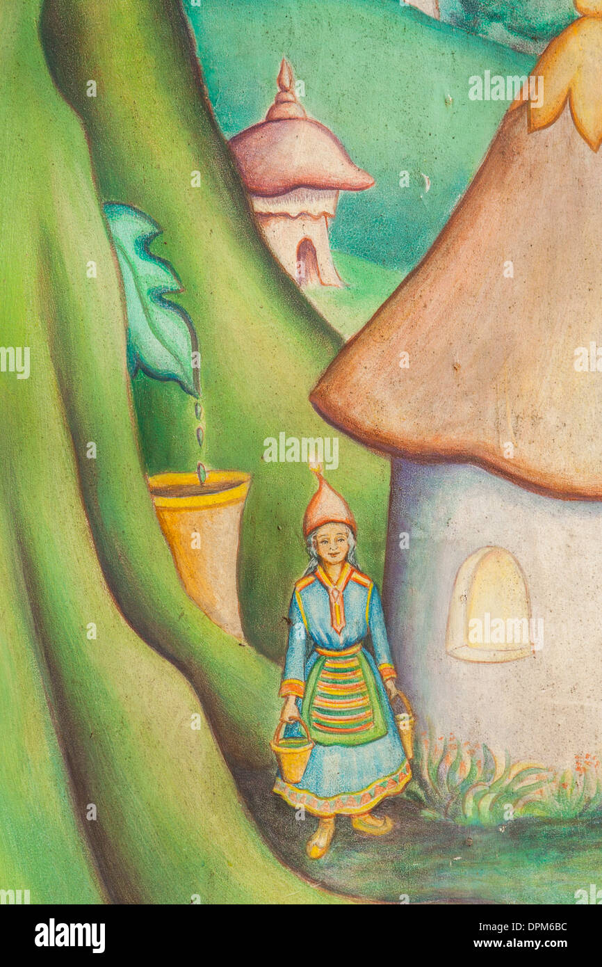 Murale a Freetown Christiania comune hippy, Copenhagen, Danimarca Foto Stock