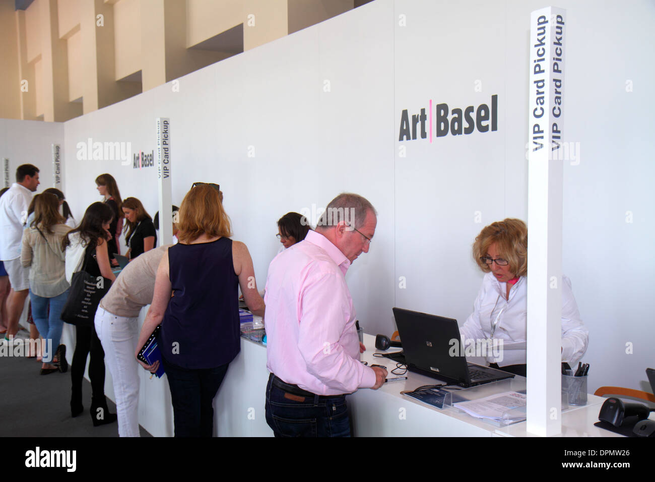 Miami Beach Florida,Centro Congressi,Centro,Art Basel,registrazione,ritiro VIP card,FL131231089 Foto Stock