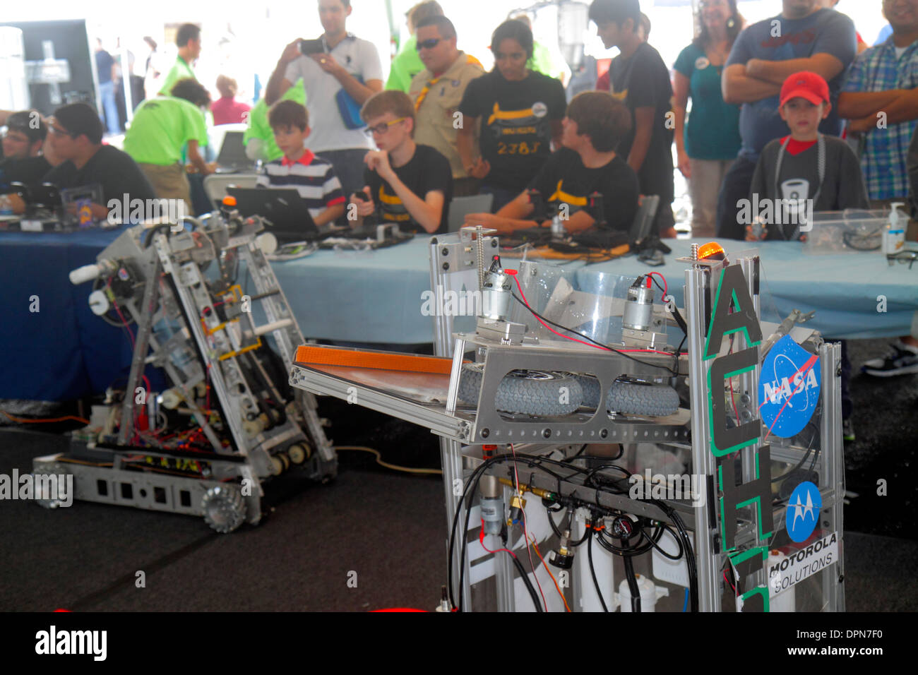 Miami Florida,Homestead,Speedway,DARPA Robotics Challenge Trials,mostra collezione studenti studenti ragazzi,ragazzi ragazzi bambini bambini Foto Stock