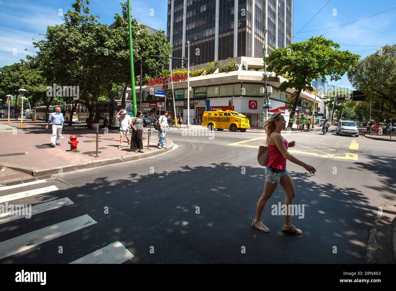Ipanema, strada dello shopping, Rio de Janeiro, Brasile Foto Stock