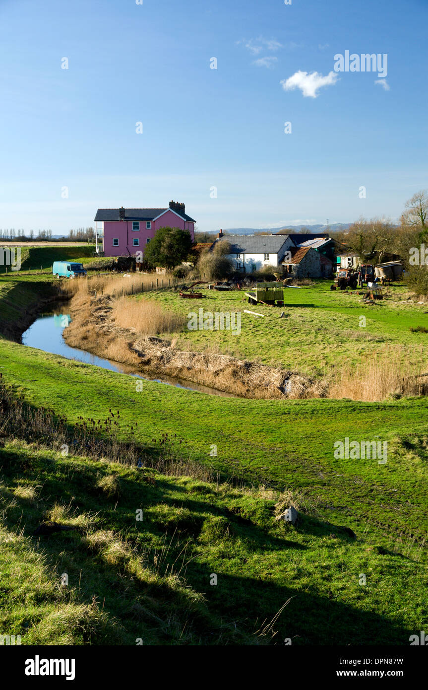 Porton vicino casa Goldcliff, Gwent livelli tra Caldicot e newport gwent, South Wales, Regno Unito. Foto Stock