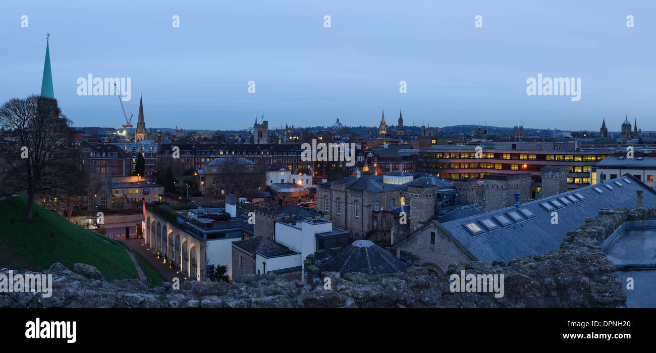 Oxford city centre skyline vista dal castello Foto Stock