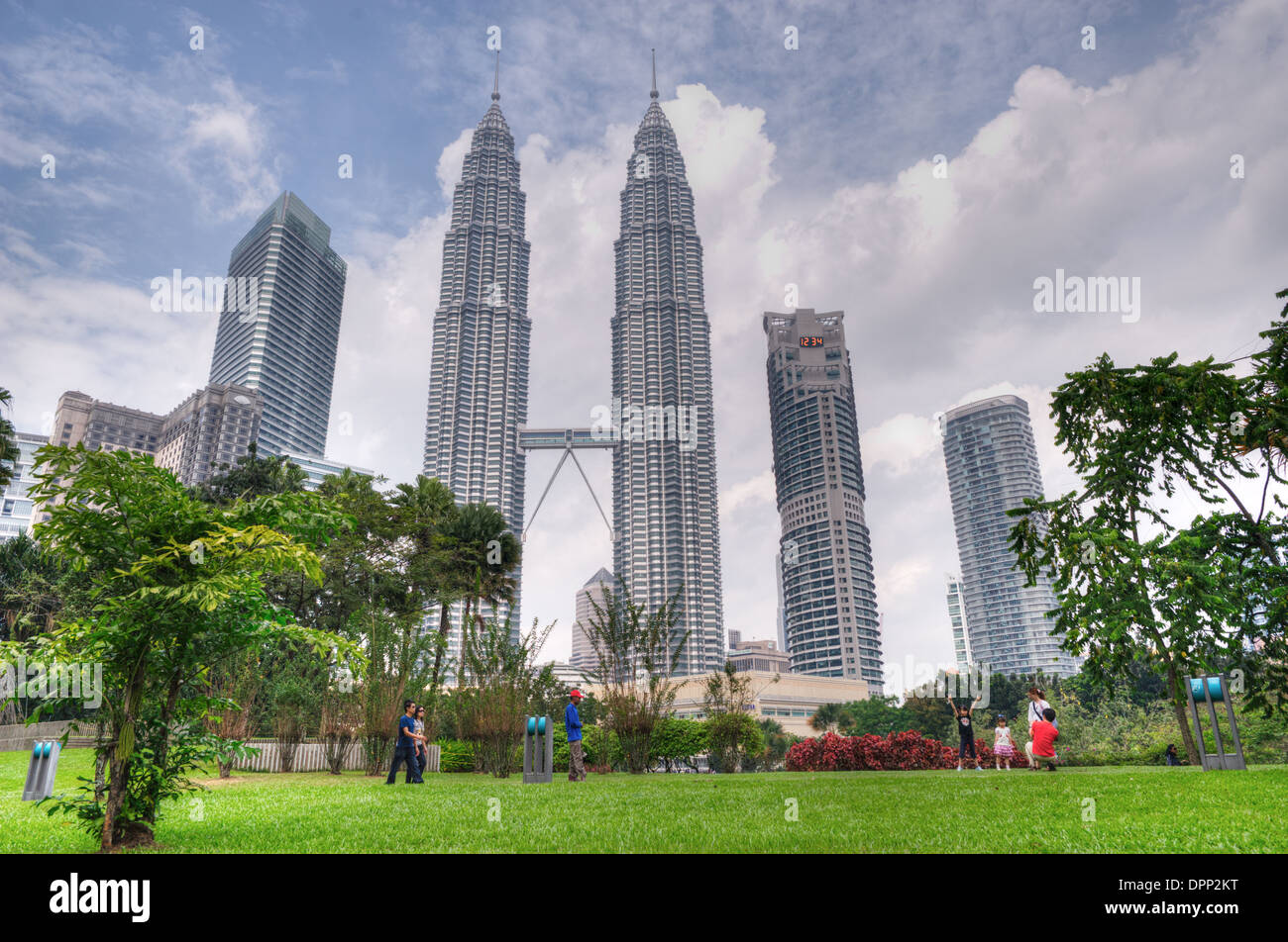 Le Torri Gemelle Petronas, Kuala Lumpur, Malesia Foto Stock