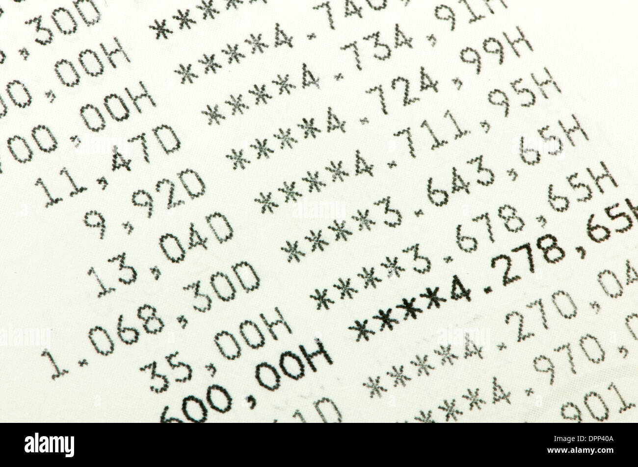 I conti economici su sfondo bianco Foto Stock