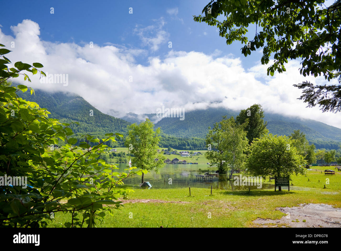 Panorama dalla fattoria intorno al Wolfgangsee Foto Stock