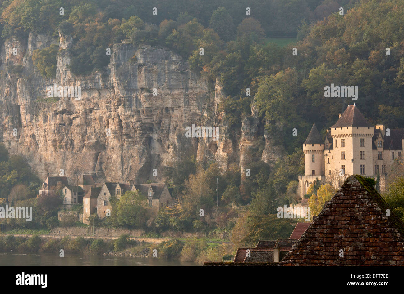 Chateau de la Malartrie, nel borgo antico di La Roque-Gageac, Dordogne, Francia Foto Stock