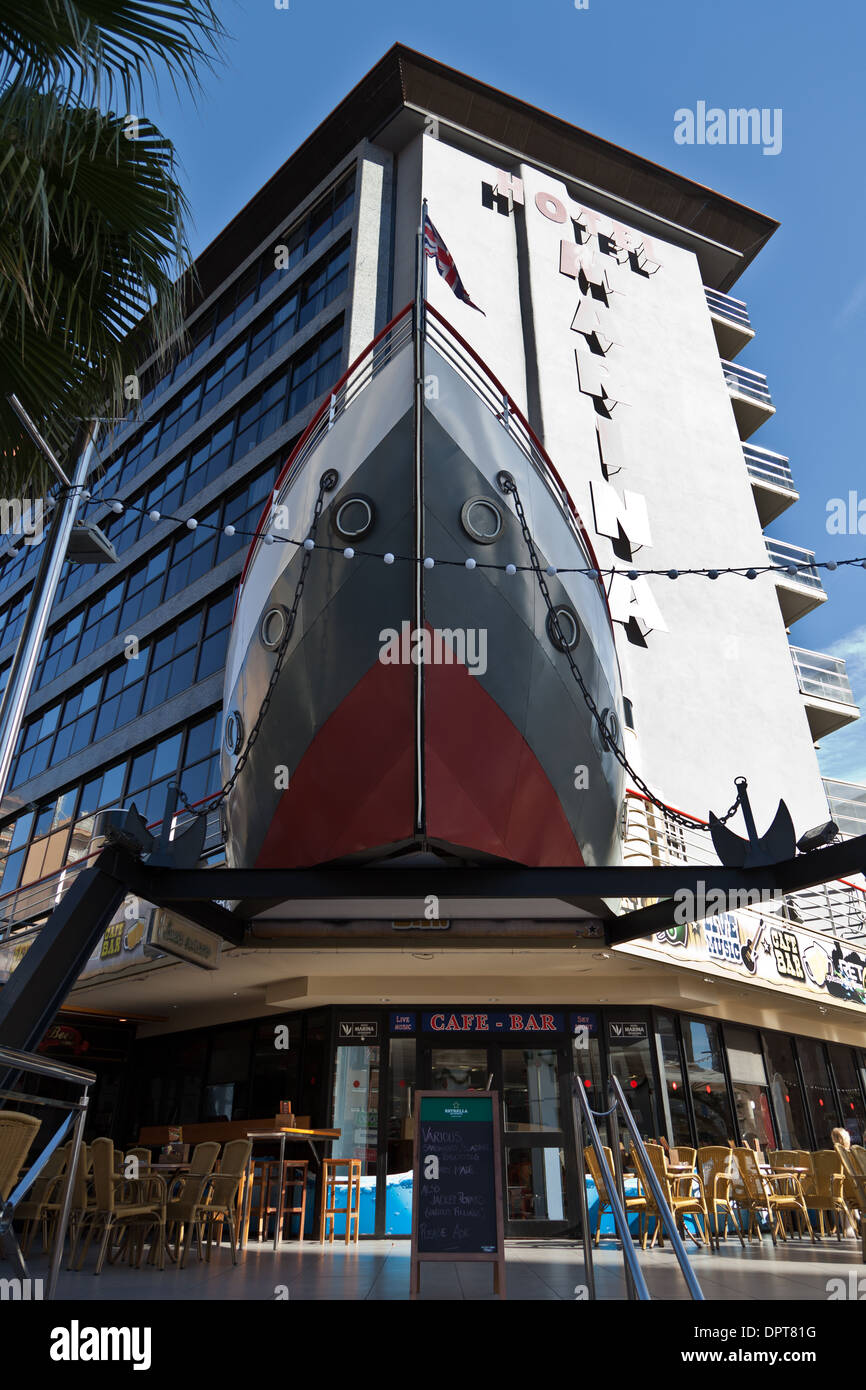 Hotel Marina e White Star Bar, Benidorm, Costa Blanca, Spagna. Foto Stock