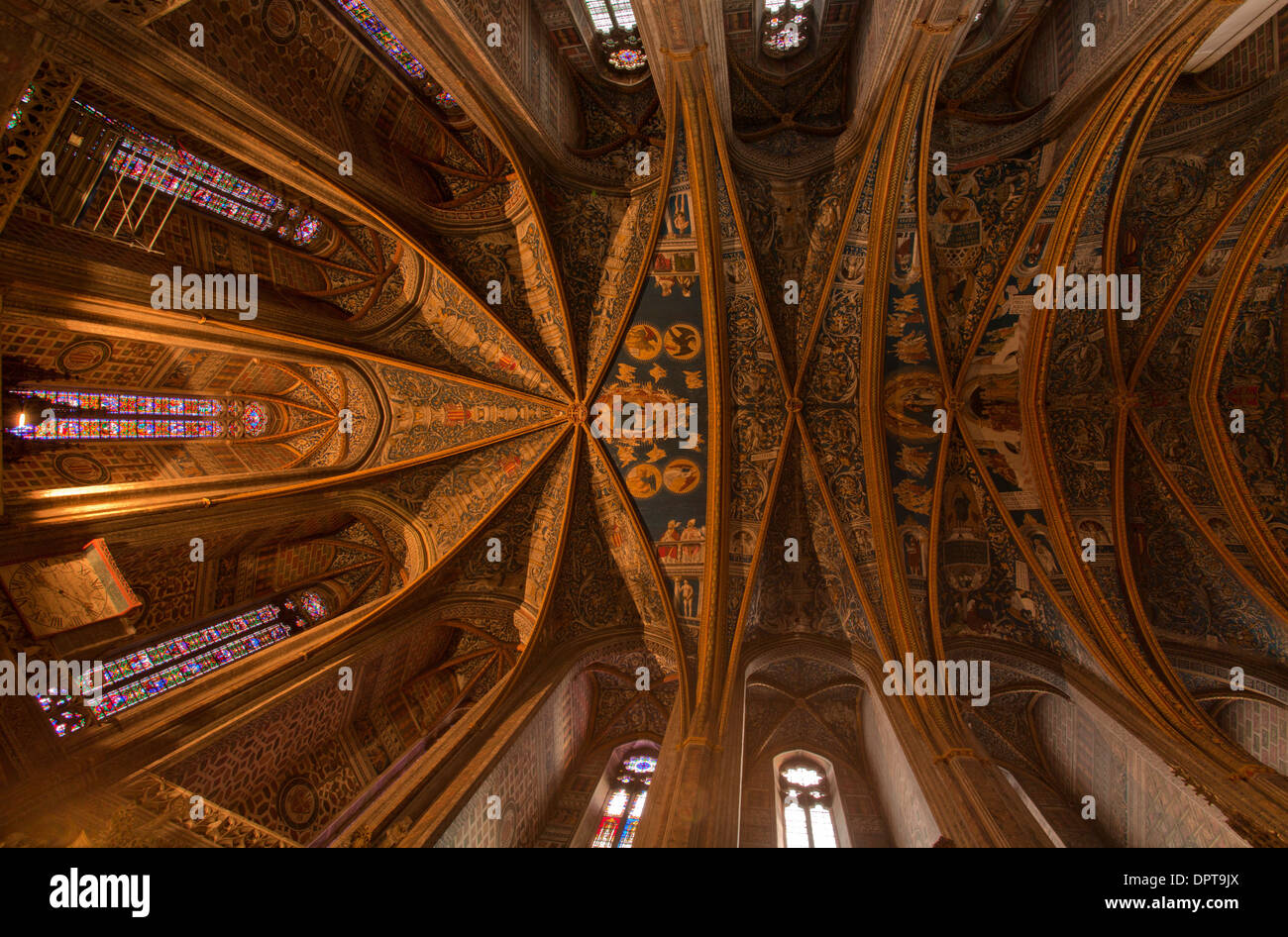 Il soffitto interno della medievale Cattedrale Sainte-Cécile, Albi, Francia Foto Stock