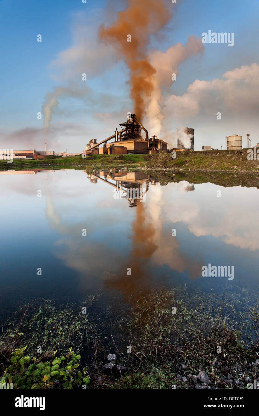 La mattina presto, Corus Steel Works, Redcar, Cleveland,Inghilterra Foto Stock