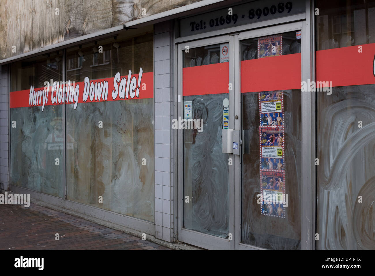 Negozio di vuoto in Orpington high street, Bromley Foto Stock