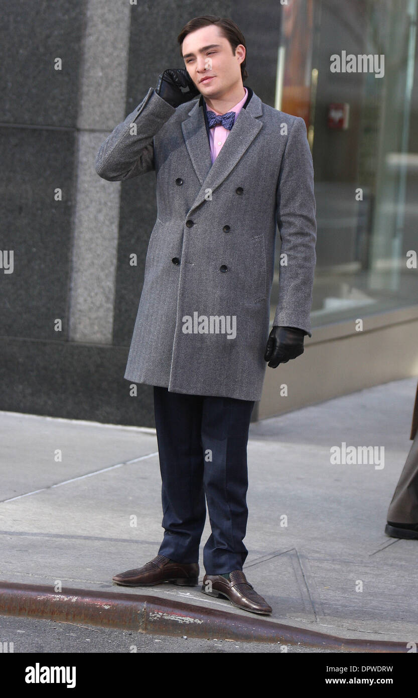 Feb 25, 2009 - New York, NY, STATI UNITI D'AMERICA - ED WESTWICK sul set di "Gossip Girl' in New York City. (Credito Immagine: © Dan Herrick/ZUMA Press) Foto Stock